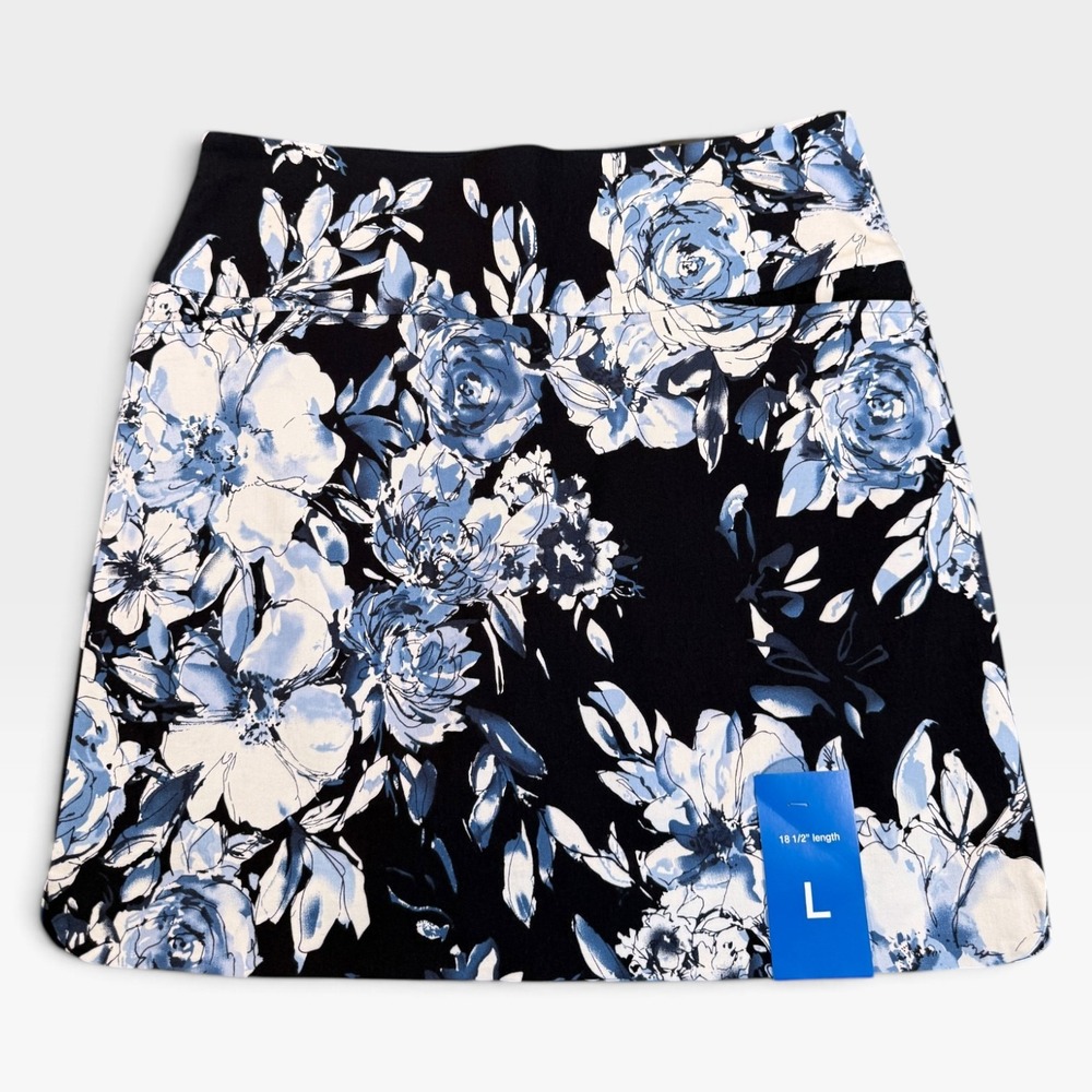 S.C.&CO. 360 Degree Tummy Control Skort Women L Blue Floral Golf Skirt